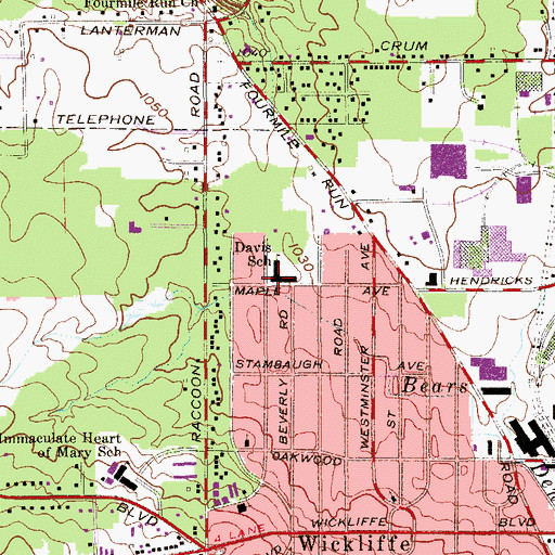 Topographic Map of Davis Elementary School, OH