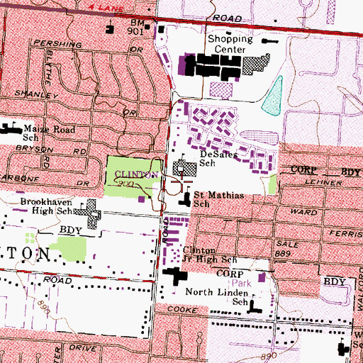 Topographic Map of DeSales High School, OH