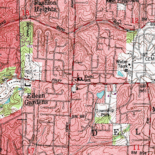 Topographic Map of Delhi Junior High School, OH