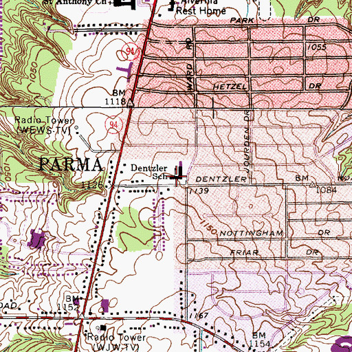 Topographic Map of Dentzler Elementary School, OH