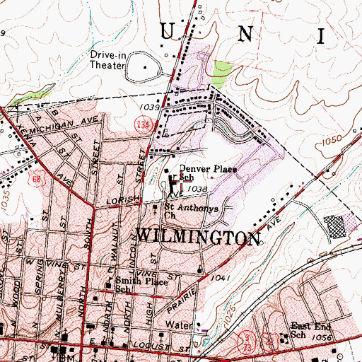 Topographic Map of Denver Place Elementary School, OH