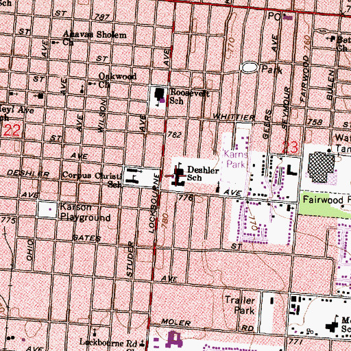 Topographic Map of Deshler Elementary School, OH