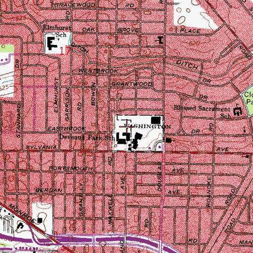 Topographic Map of DeVeaux Elementary School, OH