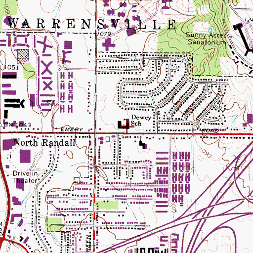 Topographic Map of John Dewey Elementary School, OH