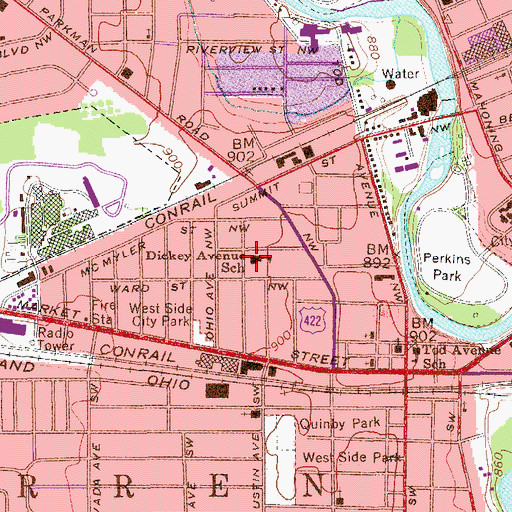 Topographic Map of Dickey Avenue Elementary School, OH
