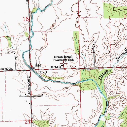 Topographic Map of Dixon-Israel Middle School, OH
