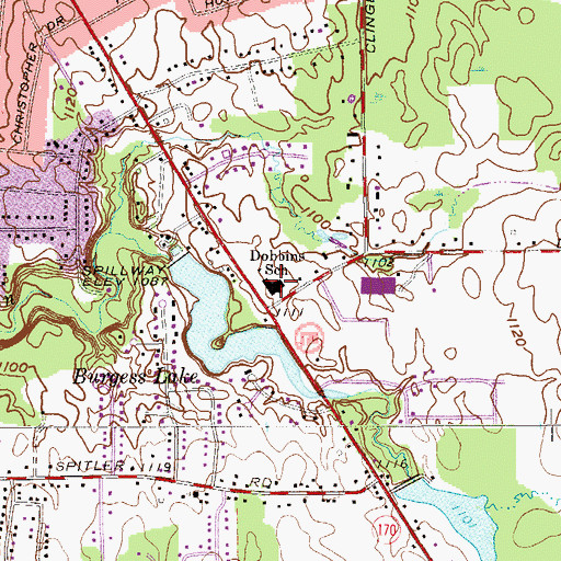 Topographic Map of Dobbins Elementary School, OH