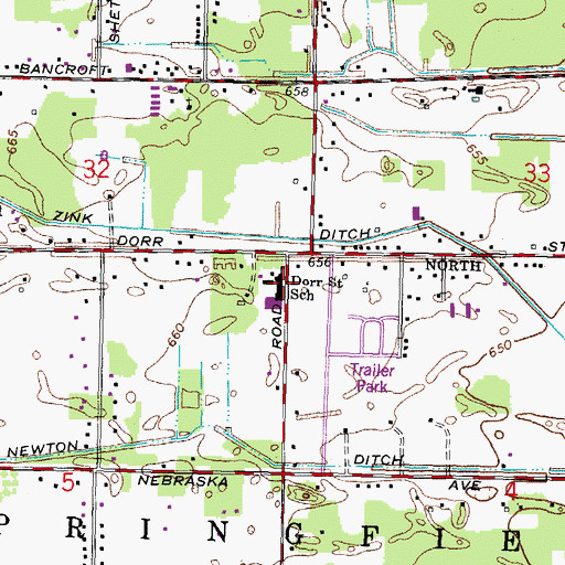 Topographic Map of Dorr Street Elementary School, OH