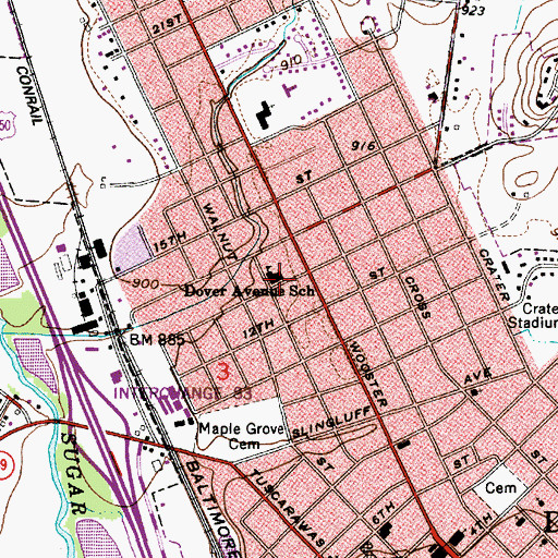 Topographic Map of Dover Avenue Elementary School, OH