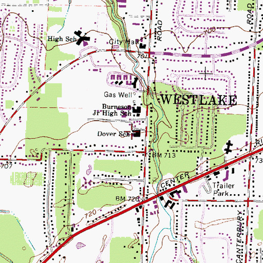 Topographic Map of Dover Elementary School, OH