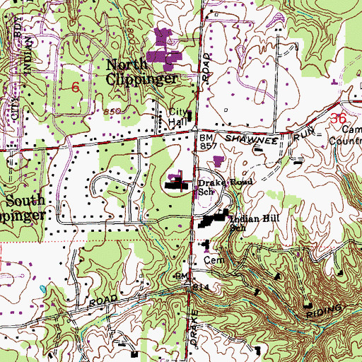 Topographic Map of Drake Road Elementary School, OH