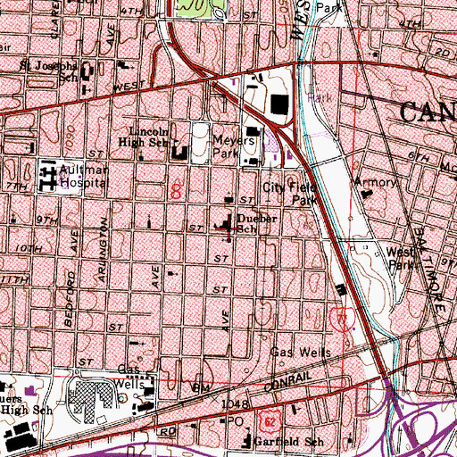 Topographic Map of Dueber Elementary School, OH