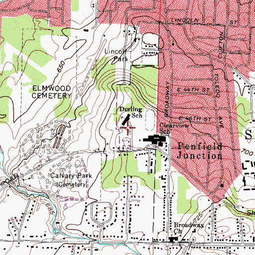 Topographic Map of Durling Elementary School, OH