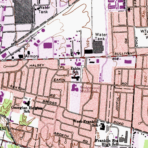 Topographic Map of Eakin Elementary School, OH
