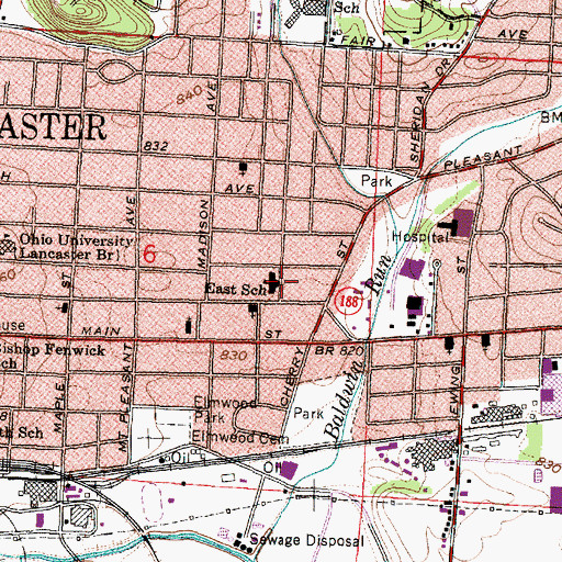 Topographic Map of East Elementary School, OH