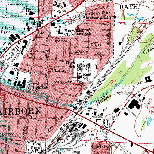 Topographic Map of East Elementary School, OH