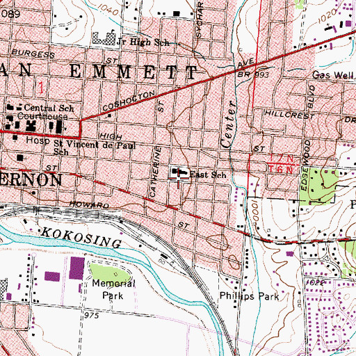 Topographic Map of East Elementary School, OH