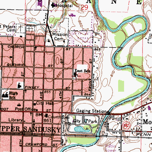 Topographic Map of East Elementary School, OH