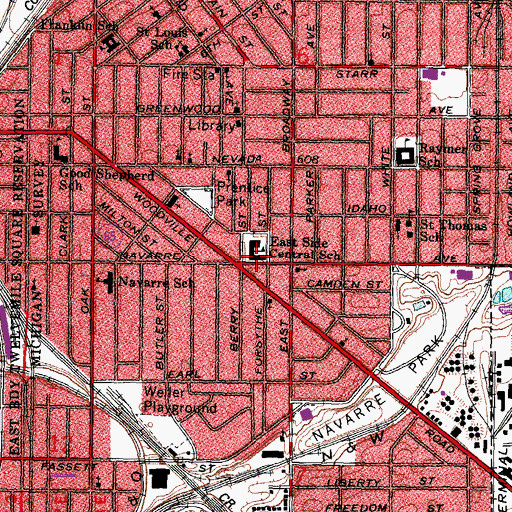 Topographic Map of East Side Central Elementary School, OH