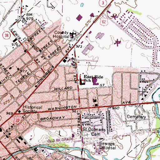 Topographic Map of East Side Elementary School, OH
