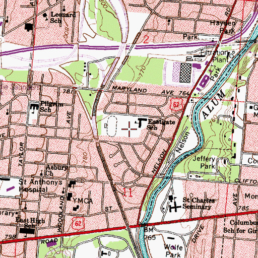 Topographic Map of Eastgate Elementary School (historical), OH