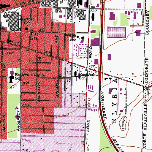 Topographic Map of Eastgate Elementary School, OH