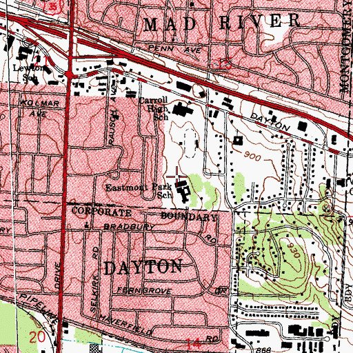 Topographic Map of Eastmont Elementary School for Environmental Science, OH