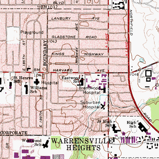 Topographic Map of Eastwood Elementary School, OH