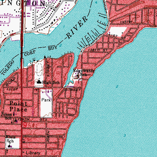 Topographic Map of Edgewater Elementary School, OH