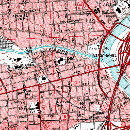 Topographic Map of Edison Elementary Traditional Academy, OH