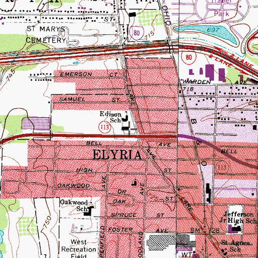 Topographic Map of Edison Elementary School, OH