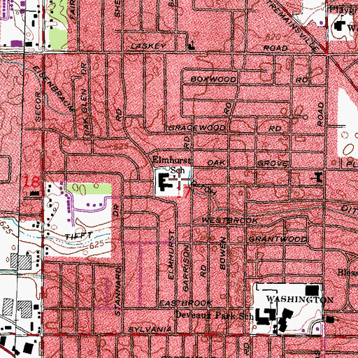 Topographic Map of Elmhurst Elementary School, OH