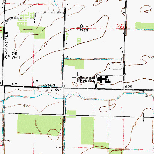 Topographic Map of Elmwood Elementary School, OH