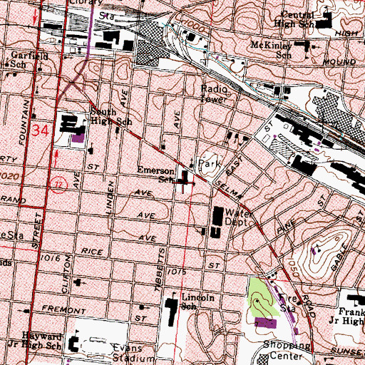 Topographic Map of Emerson Elementary School, OH