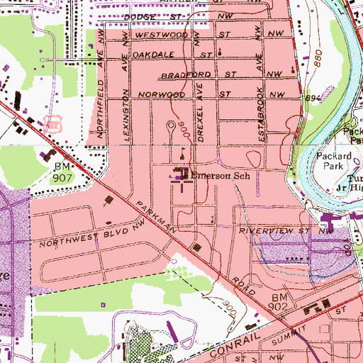 Topographic Map of Emerson Elementary School, OH