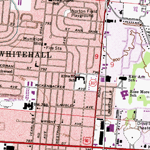 Topographic Map of Etna Road Elementary School, OH
