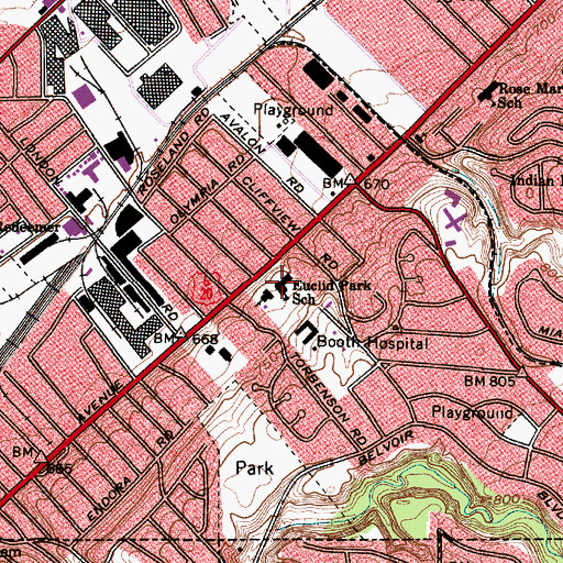 Topographic Map of Euclid Park Elementary School, OH