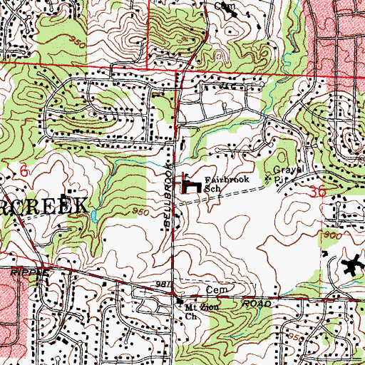 Topographic Map of Fairbrook Elementary School, OH