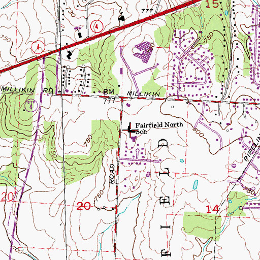 Topographic Map of Fairfield North Elementary School, OH