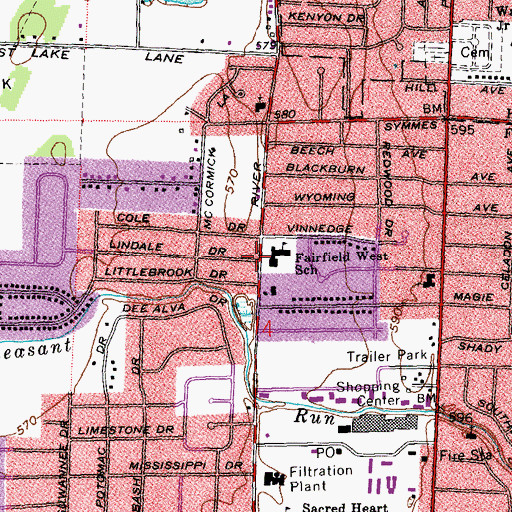 Topographic Map of Fairfield West Elementary School, OH