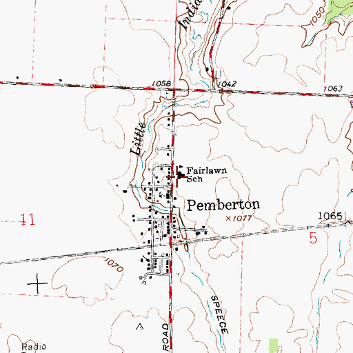 Topographic Map of Fairlawn Elementary School, OH