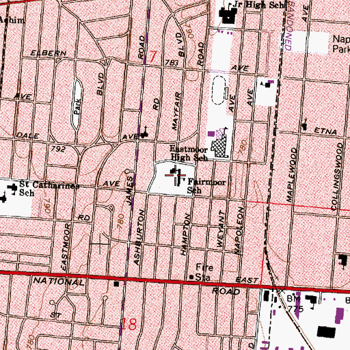 Topographic Map of Fairmoor Elementary School, OH