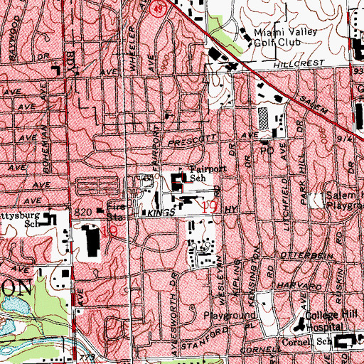 Topographic Map of Fairport Middle School (historical), OH