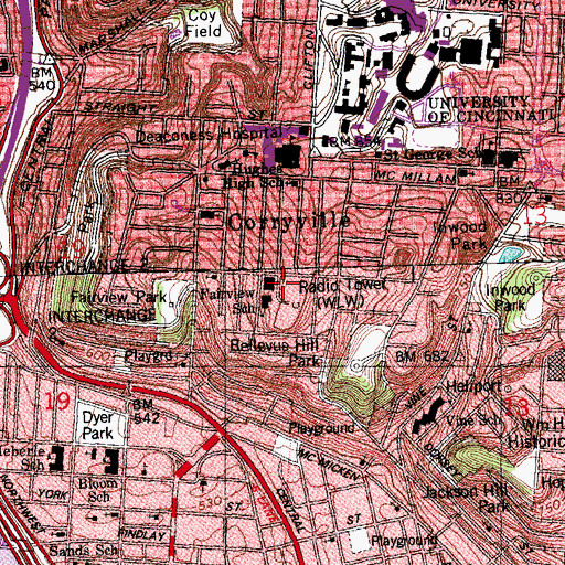 Topographic Map of Fairview German Bilingual School, OH