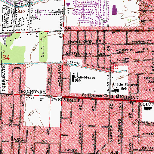 Topographic Map of Fall-Meyer Elementary School, OH