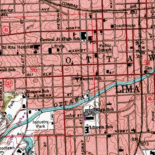 Topographic Map of Faurot Elementary School, OH