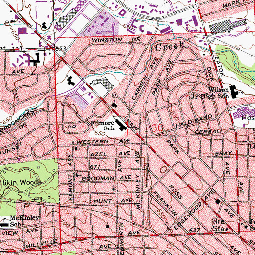 Topographic Map of Filmore Elementary School, OH