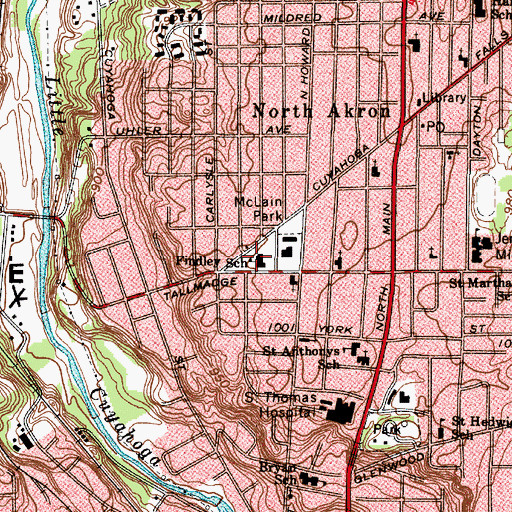 Topographic Map of Findley Community Learning Center, OH