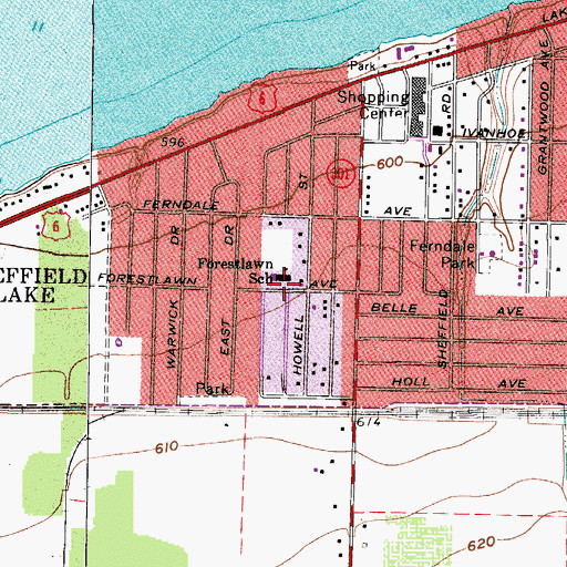 Topographic Map of Forestlawn Elementary School, OH