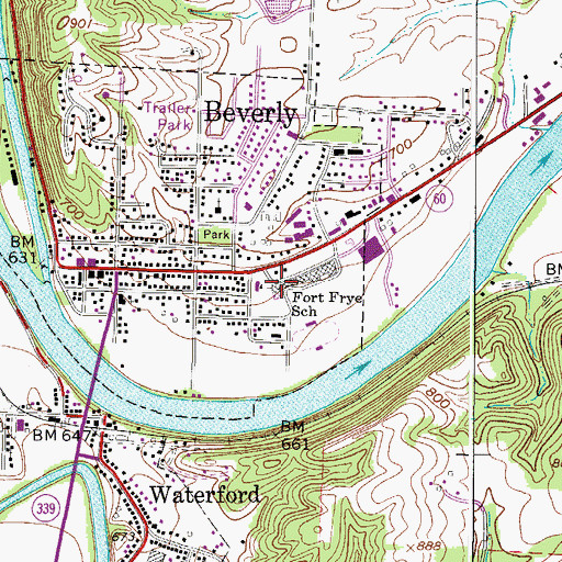 Topographic Map of Fort Frye High School, OH